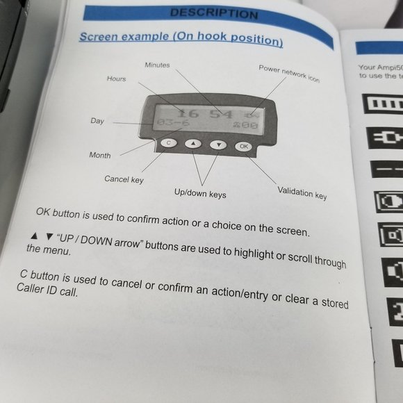 Large Button Phone Amplified Corded Telephone Desk Wall Home House Office WORKS - Picture 6 of 14
